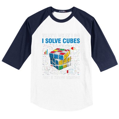 I Solve Cubes And I Know Things Funny Speed Cubing Baseball Sleeve Shirt