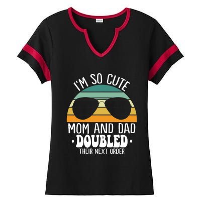 I'm So Cute Mom And Dad Doubled Their Next Order Twins Boy Ladies Halftime Notch Neck Tee