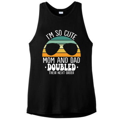 I'm So Cute Mom And Dad Doubled Their Next Order Twins Boy Ladies PosiCharge Tri-Blend Wicking Tank