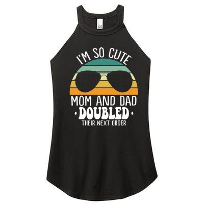 I'm So Cute Mom And Dad Doubled Their Next Order Twins Boy Women's Perfect Tri Rocker Tank