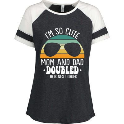 I'm So Cute Mom And Dad Doubled Their Next Order Twins Boy Enza Ladies Jersey Colorblock Tee