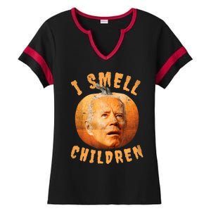 I Smell Children Anti Joe Biden Funny Witches Halloween Ladies Halftime Notch Neck Tee