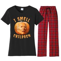 I Smell Children Anti Joe Biden Funny Witches Halloween Women's Flannel Pajama Set