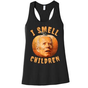 I Smell Children Anti Joe Biden Funny Witches Halloween Women's Racerback Tank