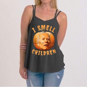 I Smell Children Anti Joe Biden Funny Witches Halloween Women's Strappy Tank