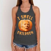 I Smell Children Anti Joe Biden Funny Witches Halloween Women's Knotted Racerback Tank