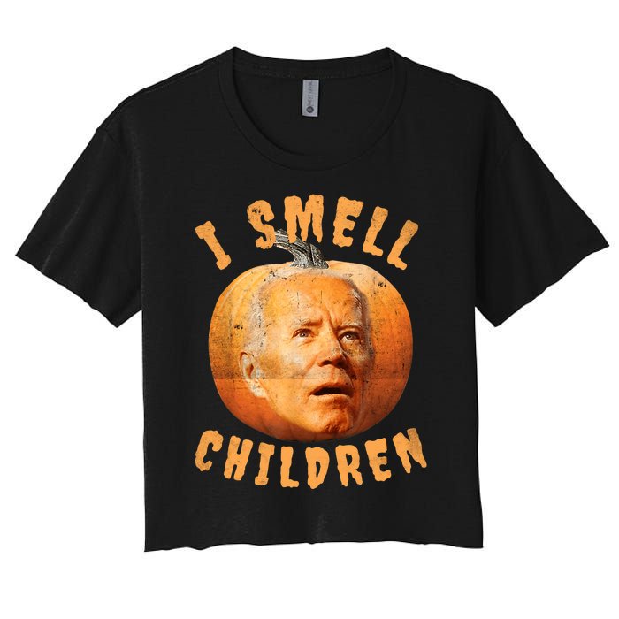 I Smell Children Anti Joe Biden Funny Witches Halloween Women's Crop Top Tee