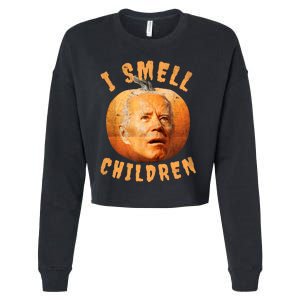 I Smell Children Anti Joe Biden Funny Witches Halloween Cropped Pullover Crew