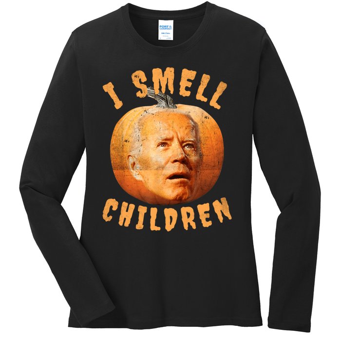 I Smell Children Anti Joe Biden Funny Witches Halloween Ladies Long Sleeve Shirt