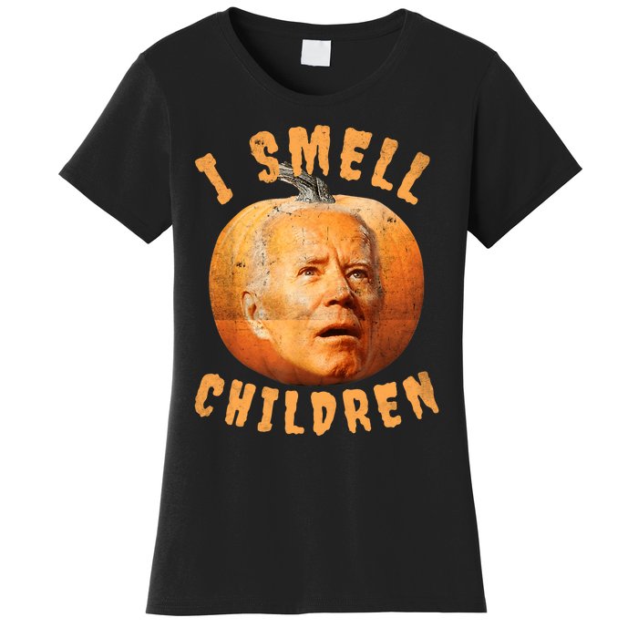 I Smell Children Anti Joe Biden Funny Witches Halloween Women's T-Shirt