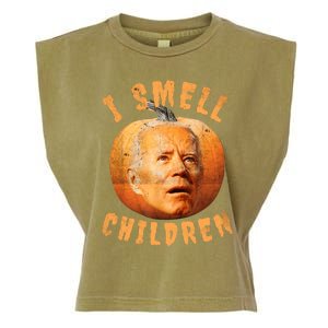 I Smell Children Anti Joe Biden Funny Witches Halloween Garment-Dyed Women's Muscle Tee