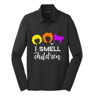 I Smell Children Halloween Funny Witches Silk Touch Performance Long Sleeve Polo