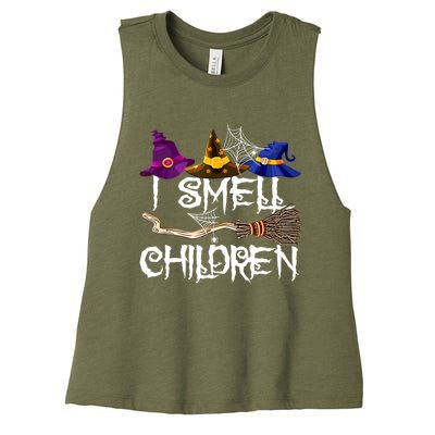 I Smell Children Funny Witches Halloween Party Costume Women's Racerback Cropped Tank