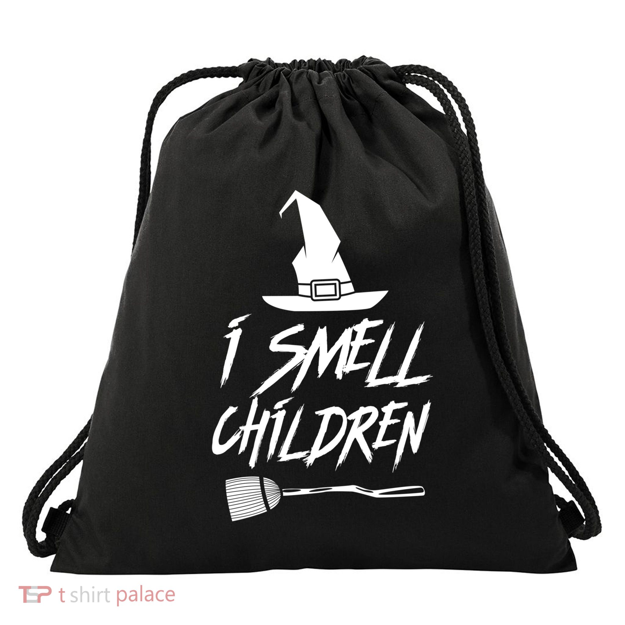 I Smell Children Funny Halloween Witch Hat Broom Costume Gift Drawstring Bag