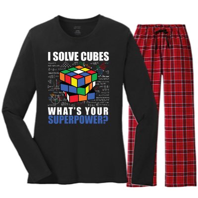 I Solve Cubes What's Your Superpower Women's Long Sleeve Flannel Pajama Set 