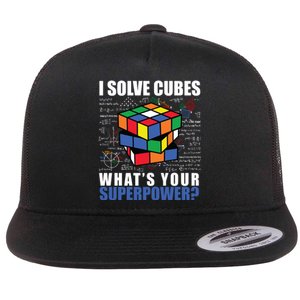 I Solve Cubes What's Your Superpower Flat Bill Trucker Hat