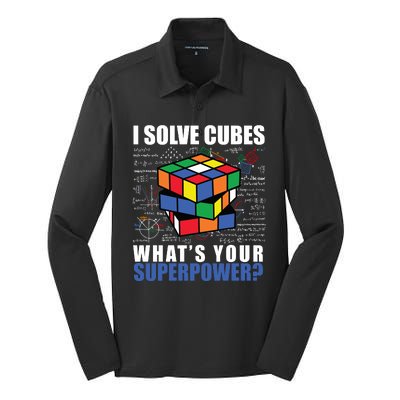 I Solve Cubes What's Your Superpower Silk Touch Performance Long Sleeve Polo