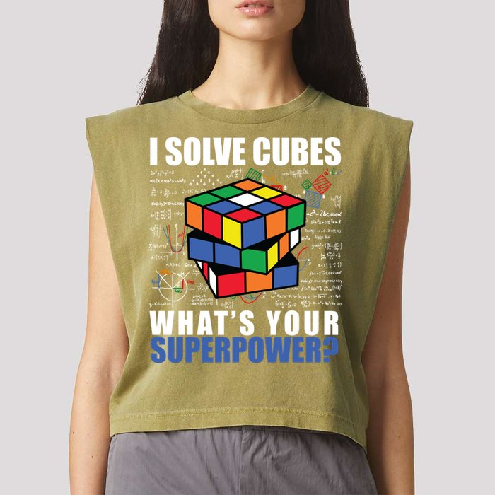 I Solve Cubes What's Your Superpower Garment-Dyed Women's Muscle Tee