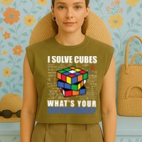 I Solve Cubes What's Your Superpower Garment-Dyed Women's Muscle Tee