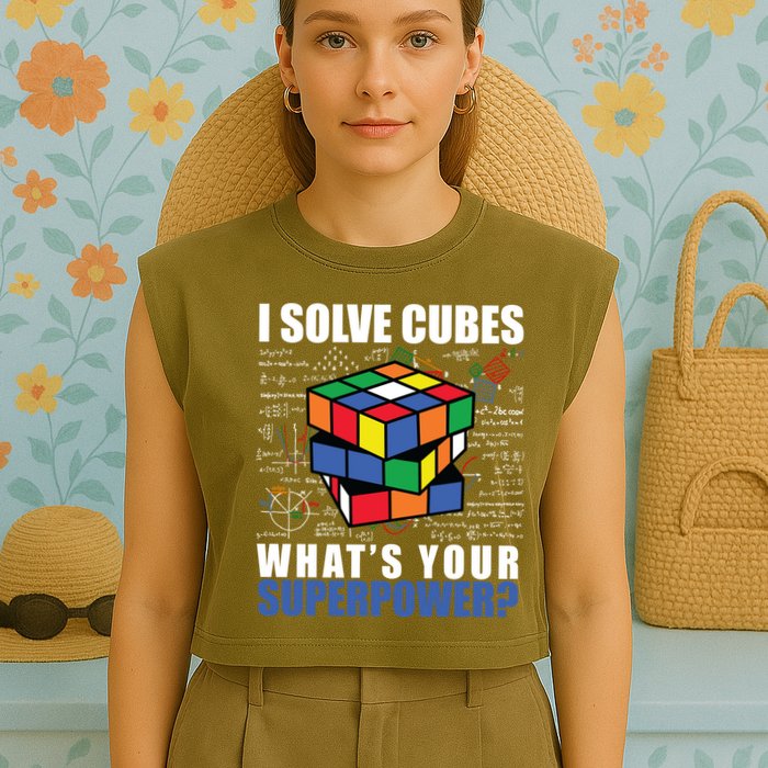 I Solve Cubes What's Your Superpower Garment-Dyed Women's Muscle Tee