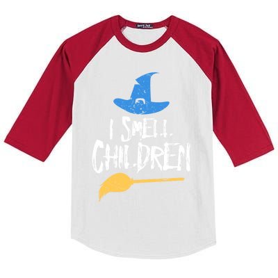 I Smell Children Funny Spooky Witch Halloween Gift Kids Colorblock Raglan Jersey