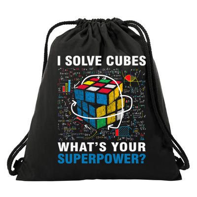 I Solve Cubes Superpower Funny Speed Cubing Drawstring Bag