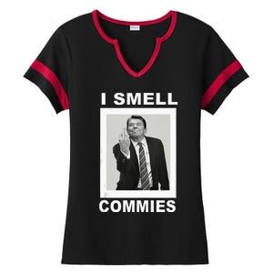 I Smell Commies Funny Ronald Regan Ladies Halftime Notch Neck Tee