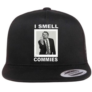 I Smell Commies Funny Ronald Regan Flat Bill Trucker Hat