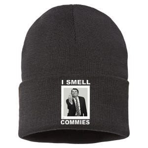 I Smell Commies Funny Ronald Regan Sustainable Knit Beanie