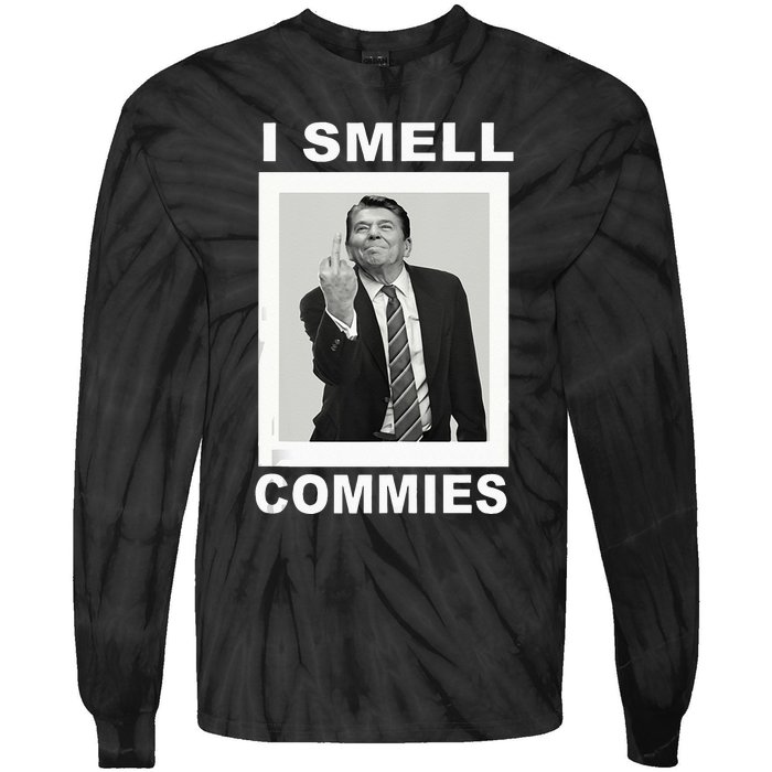 I Smell Commies Funny Ronald Regan Tie-Dye Long Sleeve Shirt