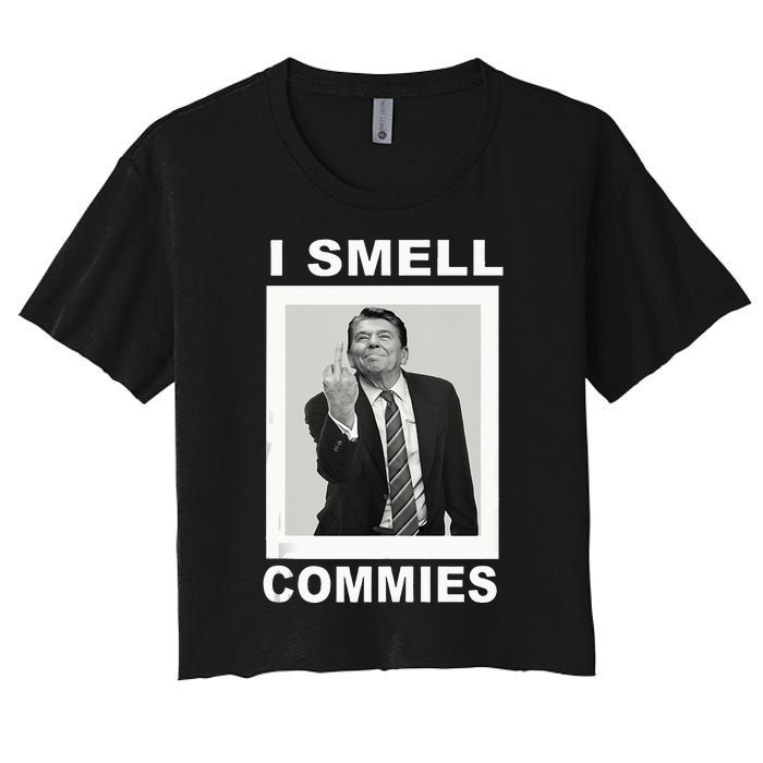 I Smell Commies Funny Ronald Regan Women's Crop Top Tee