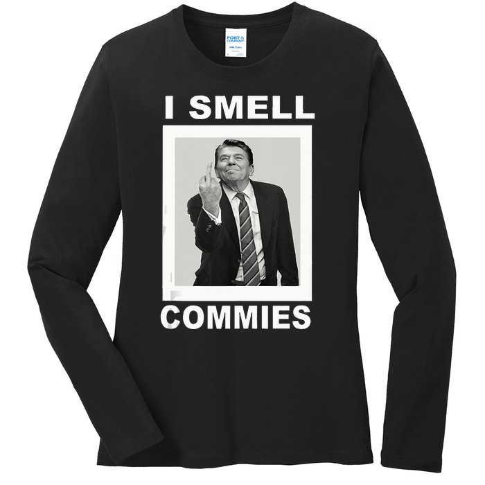 I Smell Commies Funny Ronald Regan Ladies Long Sleeve Shirt