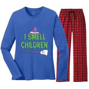 I Smell Children Spooky Halloween Witch Great Gift Women's Long Sleeve Flannel Pajama Set 