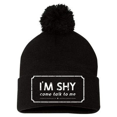 IM Shy Come Talk To Me Opinionated Pom Pom 12in Knit Beanie