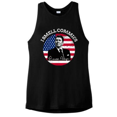 I Smell Commies Republican Conservative Ronald Regan Biden Ladies PosiCharge Tri-Blend Wicking Tank