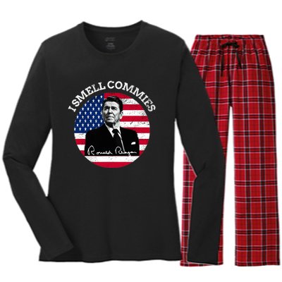 I Smell Commies Republican Conservative Ronald Regan Biden Women's Long Sleeve Flannel Pajama Set 