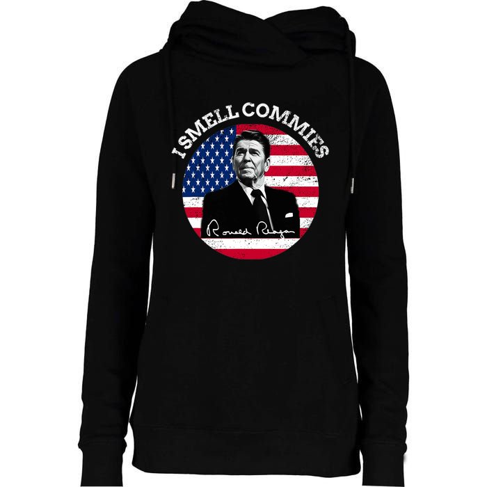 I Smell Commies Republican Conservative Ronald Regan Biden Womens Funnel Neck Pullover Hood