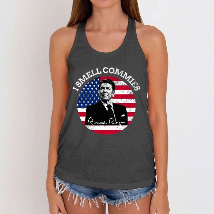 I Smell Commies Republican Conservative Ronald Regan Biden Women's Knotted Racerback Tank