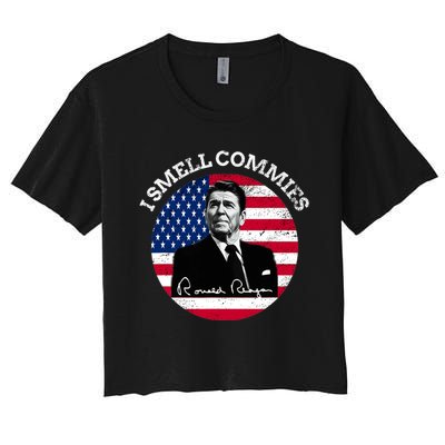 I Smell Commies Republican Conservative Ronald Regan Biden Women's Crop Top Tee