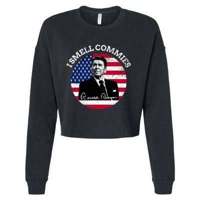 I Smell Commies Republican Conservative Ronald Regan Biden Cropped Pullover Crew