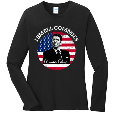 I Smell Commies Republican Conservative Ronald Regan Biden Ladies Long Sleeve Shirt