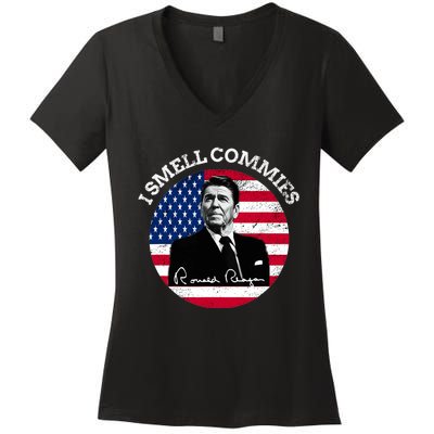 I Smell Commies Republican Conservative Ronald Regan Biden Women's V-Neck T-Shirt