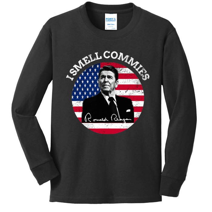 I Smell Commies Republican Conservative Ronald Regan Biden Kids Long Sleeve Shirt