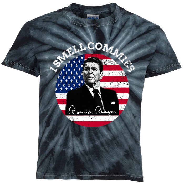 I Smell Commies Republican Conservative Ronald Regan Biden Kids Tie-Dye T-Shirt