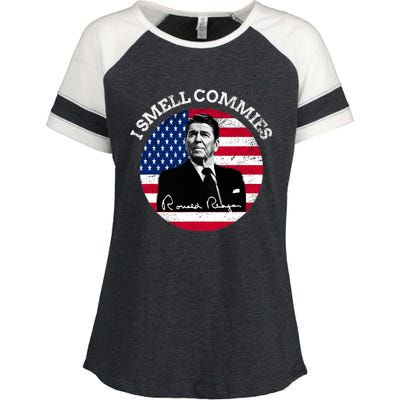 I Smell Commies Republican Conservative Ronald Regan Biden Enza Ladies Jersey Colorblock Tee