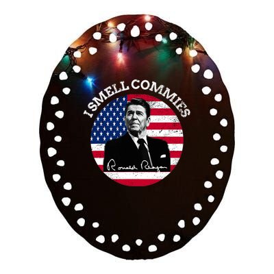 I Smell Commies Republican Conservative Ronald Regan Biden Ceramic Oval Ornament