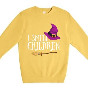 I Smell Children Teacher Halloween Witch For Meaningful Gift Premium Crewneck Sweatshirt