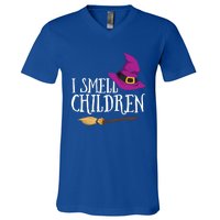 I Smell Children Teacher Halloween Witch For Meaningful Gift V-Neck T-Shirt