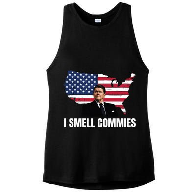 I Smell Commies, Ronald Reagan, Political Humor, President Reagan Ladies PosiCharge Tri-Blend Wicking Tank