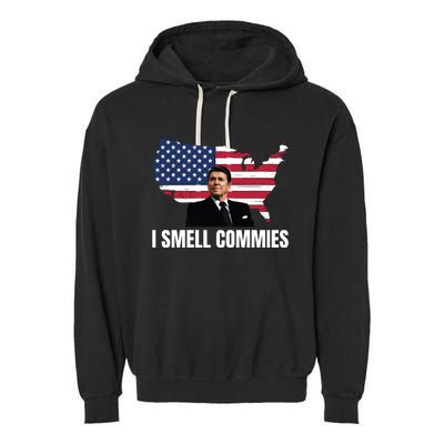 I Smell Commies, Ronald Reagan, Political Humor, President Reagan Garment-Dyed Fleece Hoodie